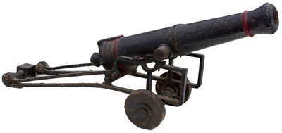 Lot 69 - A LATE 18TH OR EARLY 19TH CENTURY CAST IRON CANNON