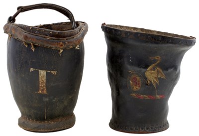 Lot 73 - TWO GEORGE III LEATHER FIRE BUCKETS