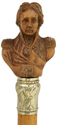 Lot 85 - AN EARLY 20TH CENTURY WALKING STICK COMMEMORATING HORATIO NELSON