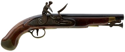 Lot 81 - A SCARCE .577 CALIBRE WILLIAM IV FLINTLOCK SEA SERVICE PISTOL