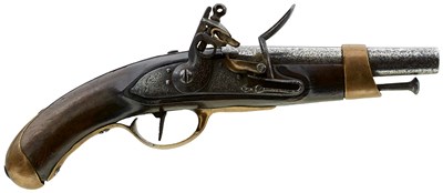Lot 83 - A .700 CALIBRE FRENCH FLINTLOCK NAVAL PITOL