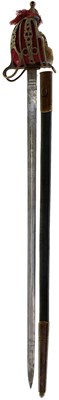 Lot 349 - A FATHER AND SON GARNITURE OF PATTERN 1828 BASKET HILTED BROADSWORDS