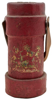 Lot 92 - A CANVAS COVERED CARTRIDGE OR CORDITE CARRIER