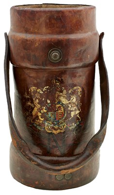 Lot 93 - A LEATHER COVERED CARTRIDGE OR CORDITE CARRIER BY BARROW, HEPBURN & GALE LTD