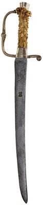 Lot 387 - A 17TH CENTURY ENGLISH SILVER HILTED SHORT HANGER OR SWORD
