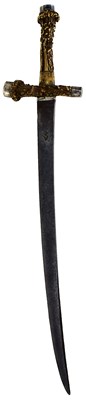 Lot 386 - AN ENGLISH ALL STAG'S HORN HILTED HANGER OR SWORD