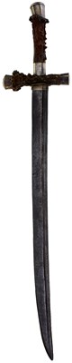Lot 383 - AN ENGLISH ALL STAG'S HORN HILTED HANGER OR SWORD
