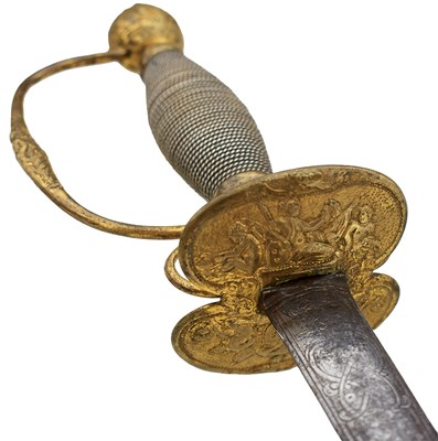 Lot 374 - AN 18TH CENTURY GERMAN BAROQUE HILTED SMALL SWORD