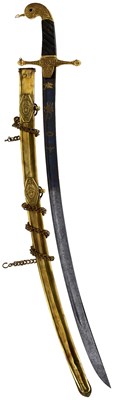Lot 140 - A SCARCE WATERLOO PERIOD FRENCH ARMY TAMBOUR (DRUM) MAJOR'S MAMELUKE OR SWORD