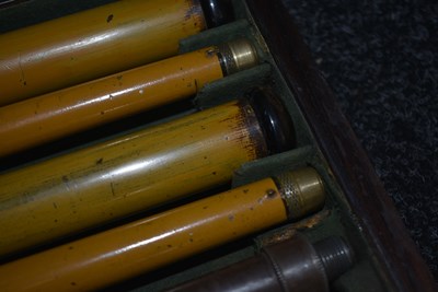 Lot 530 - A RARE CASED PAIR OF LACQUERED AIR CANES BY REILLY