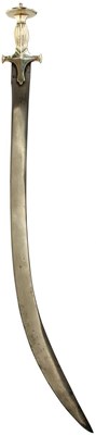 Lot 45 - A 19TH CENTURY WHITE METAL HILTED TULWAR