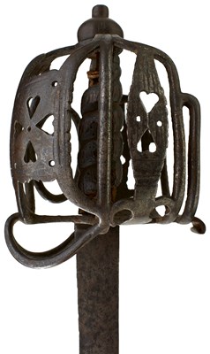 Lot 325 - AN 18TH CENTURY BASKET HILTED BACK SWORD