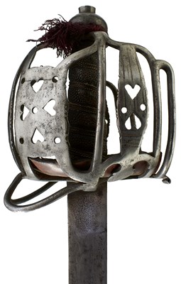 Lot 319 - AN 18TH CENTURY SCOTTISH DRAGOON'S BASKET HILTED BACK SWORD
