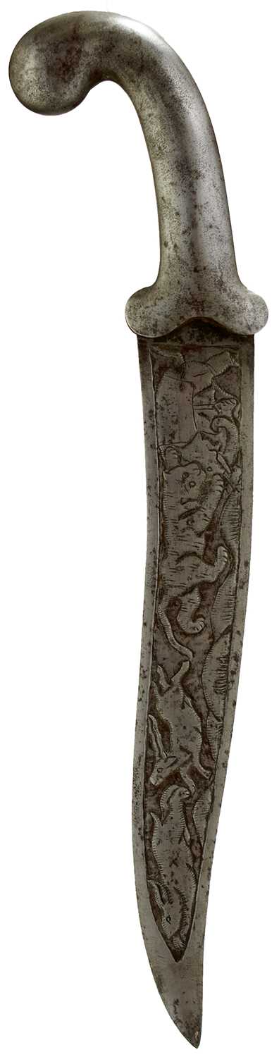 Lot 70 - A 19TH CENTURY INDIAN KHANJAR OR DAGGER
