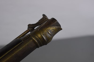 Lot 163 - AN UNUSUAL EARLY 19TH CENTURY 13-BORE INDIAN FLINTLOCK HOLSTER PISTOL