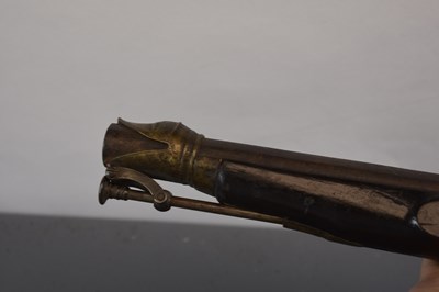 Lot 163 - AN UNUSUAL EARLY 19TH CENTURY 13-BORE INDIAN FLINTLOCK HOLSTER PISTOL