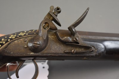 Lot 163 - AN UNUSUAL EARLY 19TH CENTURY 13-BORE INDIAN FLINTLOCK HOLSTER PISTOL