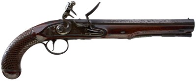 Lot 370 - A 20-BORE FLINTLOCK DUELLING PISTOL BY STEPHENS & ALLEY OF IRISH INTEREST