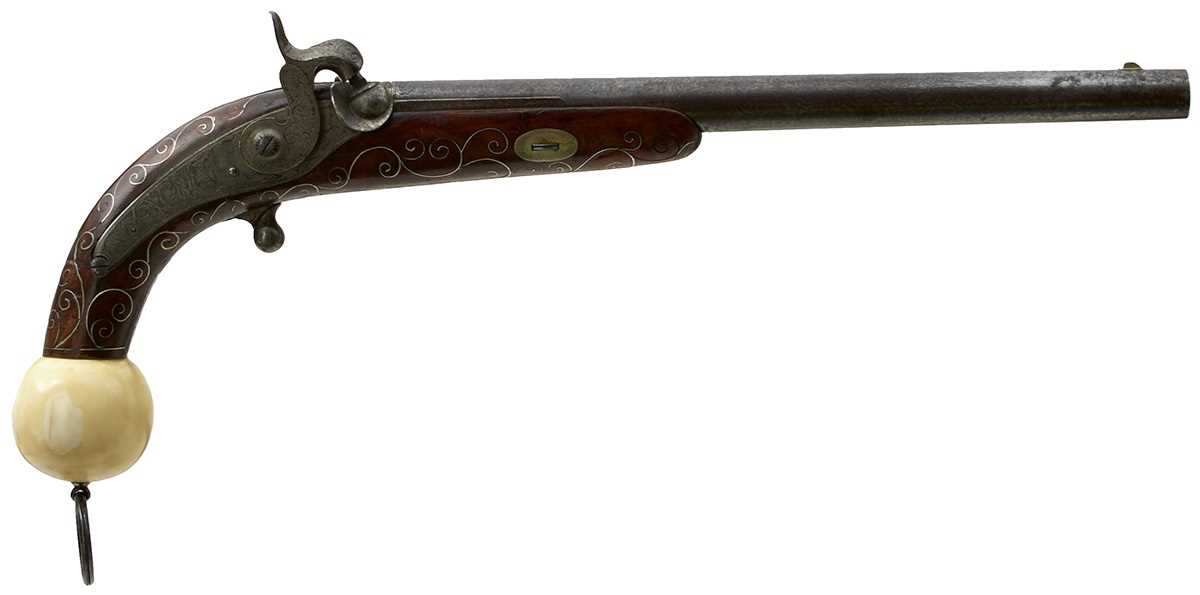 Lot 162 - A FINE 30-BORE BACK ACTION PERCUSSION COSSACK CAVALRY OFFICER'S PISTOL C.1840