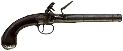 Lot 380 - A 22-BORE QUEEN ANNE FLINTLOCK HOLSTER PISTOL BY BARBAR