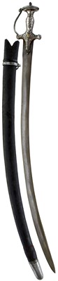 Lot 36 - A 19TH CENTURY WOOTZ BLADED INDIAN TULWAR