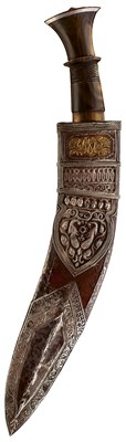 Lot 67 - A WHITE METAL MOUNTED INDIAN KUKRI