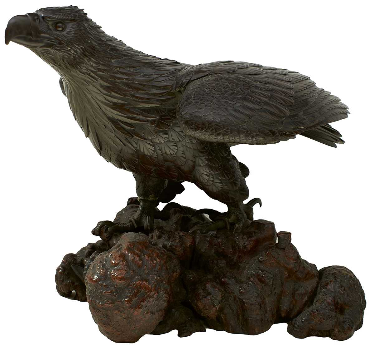Lot 48 - AN IMPRESSIVE JAPANESE MEIJI PERIOD BRONZE EAGLE