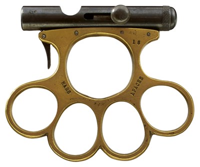 Lot 535 - AN ANTIQUE APACHE PERCUSSION KNUCKLE PISTOL