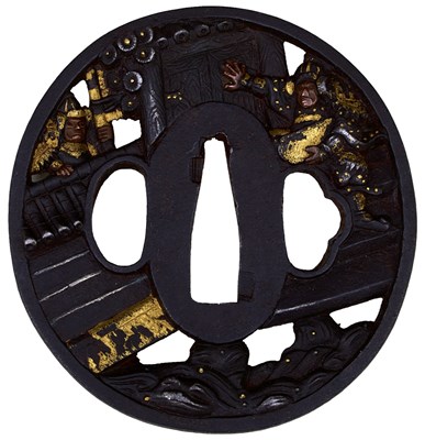Lot 13 - A CIRCULAR IRON TSUBA
