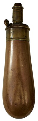 Lot 445 - OLD REF 157-35_J24 A LARGE BAG SHAPED COPPER POWDER FLASK