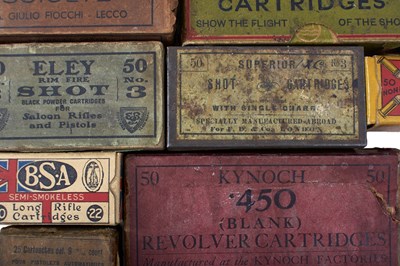 Lot 449 - OLD REF 157-42_J24 A GOOD COLLECTION OF VICTORIAN AND LATER PAPER AND TIN CARTRIDGE BOXES