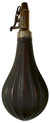Lot 447 - OLD REF 555-57_J24 A HUGE 2.5DMS POWDER FLASK PROBABLY FOR A PUNT OR DUCK GUN