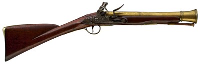 Lot 687 - A FLINTLOCK BLUNDERBUSS BY LONDON