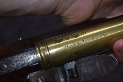 Lot 688 - A FLINTLOCK BLUNDERBUSS BY HALL OF LONDON