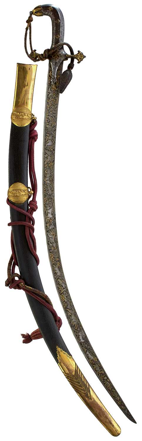 Lot 44 - A LATE 18TH OR EARLY 19TH CENTURY DECCAN INDIAN MAHARATHAN TROPHY SHAMSHIR SHIKARGAR OR SWORD