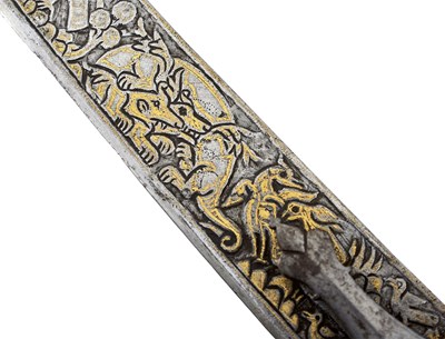 Lot 44 - A LATE 18TH OR EARLY 19TH CENTURY DECCAN INDIAN MAHARATHAN TROPHY SHAMSHIR SHIKARGAR OR SWORD