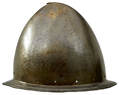 Lot 364 - A LATE 16TH CENTURY ITALIAN CABASSET OR HELMET IN THE SPANISH FASHION