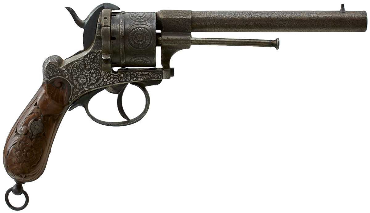 Lot 673 - A 12MM SIX SHOT PINFIRE REVOLVER,