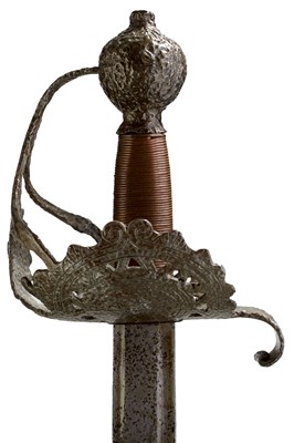 Lot 324 - A 17TH CENTURY ENGLISH CIVIL WAR PERIOD MORTUARY HILTED BACK SWORD