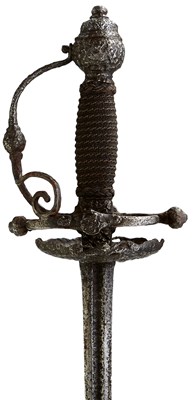 Lot 320 - A 17TH CENTURY ENGLISH OFFICER'S DISH HILT RAPIER
