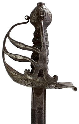 Lot 322 - AN ENGLISH CIVIL WAR PERIOD MORTUARY HILTED BACKSWORD