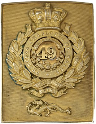 Lot 429 - A 49TH REGIMENT OF FOOT (PRINCESS CHARLOTTE OF WALES') OFFICER'S SHOULDER BELT PLATE