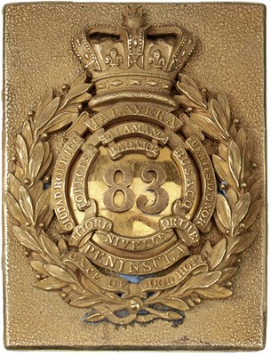 Lot 434 - AN 83RD REGIMENT OF FOOT (COUNTY OF DUBLIN) OFFICER'S SHOULDER BELT PLATE