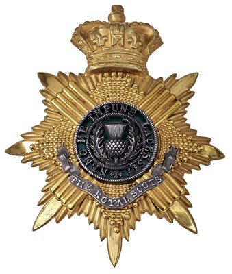 Lot 447 - A ROYAL SCOT OFFICER'S HOME SERVICE HELMET PLATE
