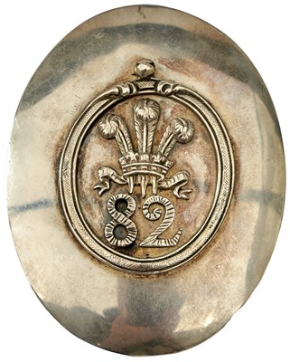 Lot 438 - A GEORGIAN 82ND REGIMENT OF FOOT PRINCE OF WALES' VOLUNTEERS OFFICER'S SHOULDER BELT PLATE