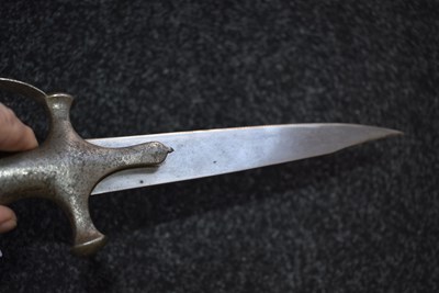 Lot 61 - A 19TH CENTURY INDIAN TULWAR HILTED DAGGER