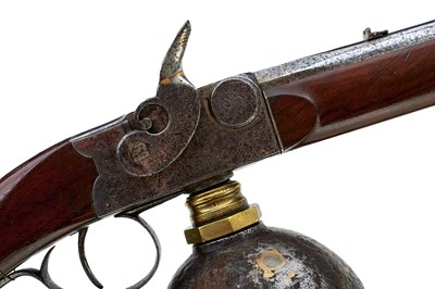 Lot 569 - A 19TH CENTURY 80-BORE BALL RESERVOIR AIR RIFLE