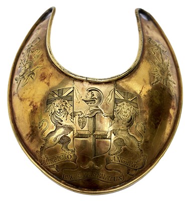 Lot 459 - A GEORGIAN EAST INDIA COMPANY OFFICER'S SILVER GILT GORGET