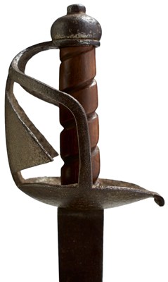 Lot 131 - AN 18TH CENTURY BRITISH MILITARY BASKET HILTED BACKSWORD