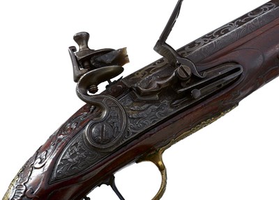 Lot 609 - AN ORNATE PAIR OF 28-BORE BOHEMIAN FLINTLOCK HOLSTER OR DUELLING PISTOLS